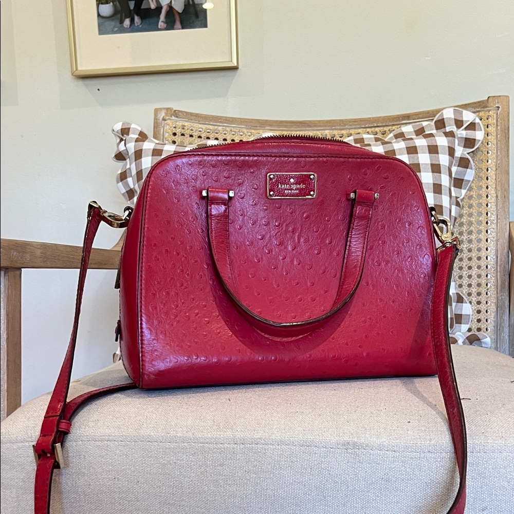 Kate Spade Red Embossed Shoulder Bag